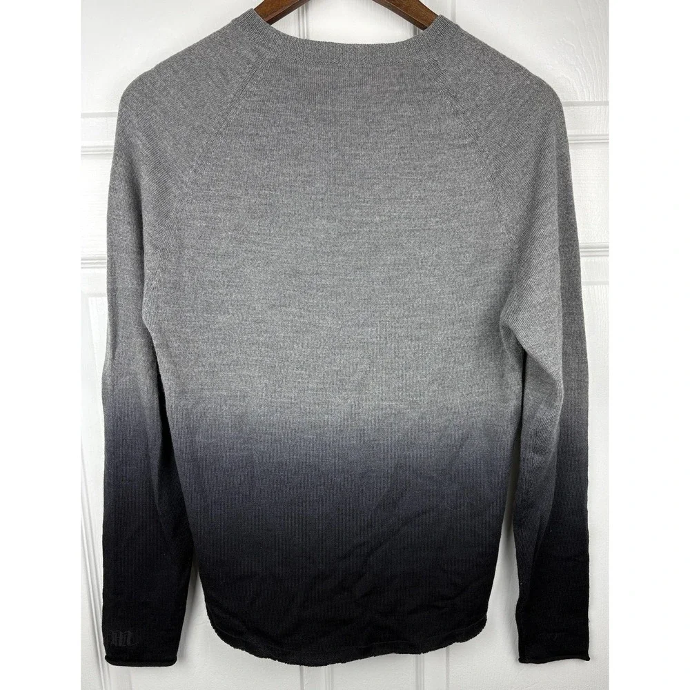 Juicy Couture Sweater Mens Small Gray Ombre V-Neck Long Sleeve Pullover‎ Knit